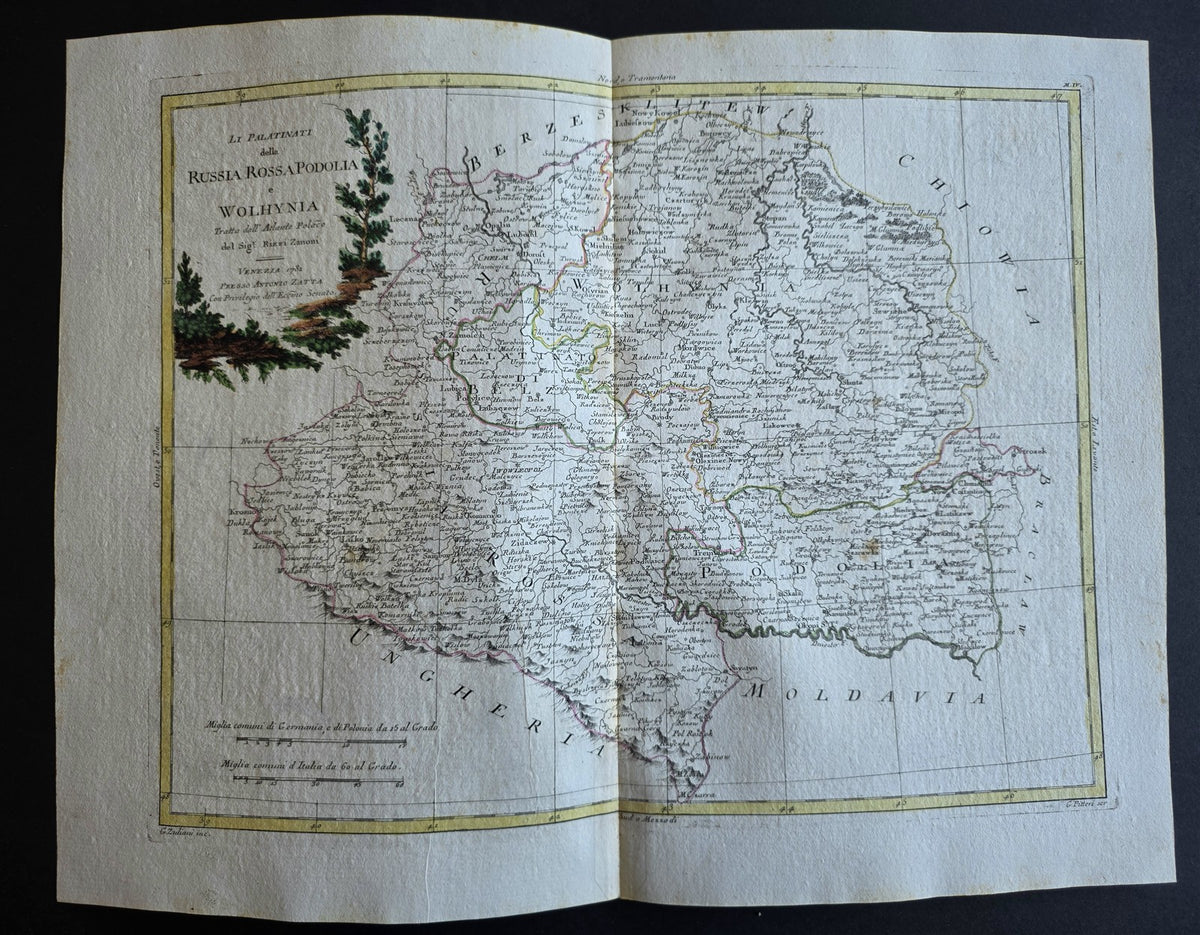 1782 MAP of UKRAINE MOLDOVA POLAND from ANTONIO ZATTA GEOGRAFI ATLAS antique