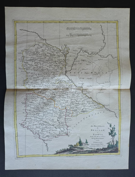 1782 MAP of UKRAINE from ANTONIO ZATTA GEOGRAFI ATLAS antique KIEV & BRATSLAV