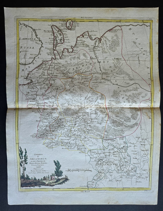 1782 MAP of ARKHANGELSK RUSSIA from ANTONIO ZATTA GEOGRAFI ATLAS antique 15x19"