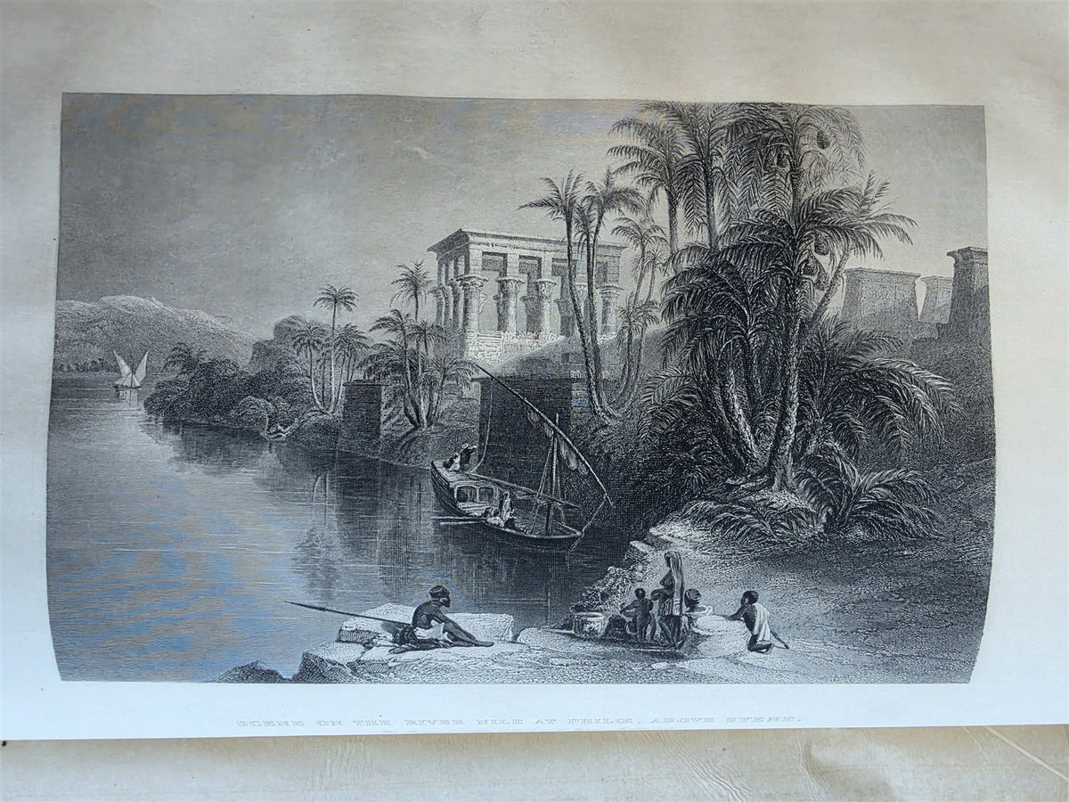 1860s BIBLE in ENGLISH antique ILLUSTRATED 2 FOLIO VOLUMES by A. FLETCHER