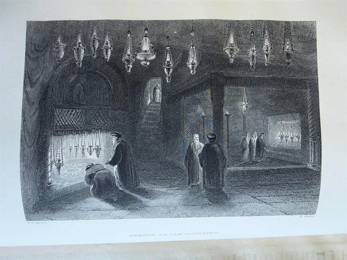 1860s BIBLE in ENGLISH antique ILLUSTRATED 2 FOLIO VOLUMES by A. FLETCHER