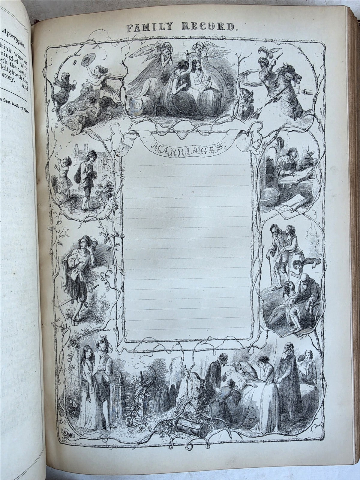 1860s BIBLE in ENGLISH antique ILLUSTRATED 2 FOLIO VOLUMES by A. FLETCHER