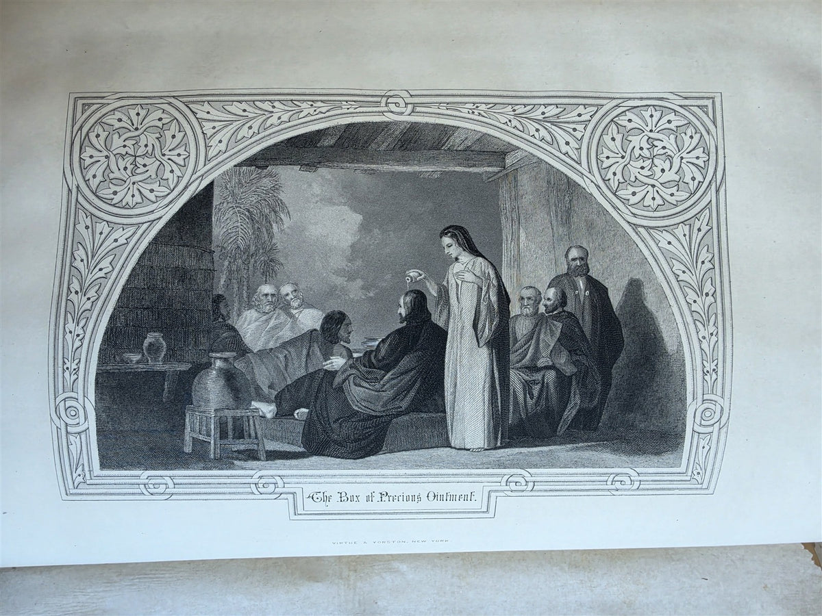 1860s BIBLE in ENGLISH antique ILLUSTRATED 2 FOLIO VOLUMES by A. FLETCHER