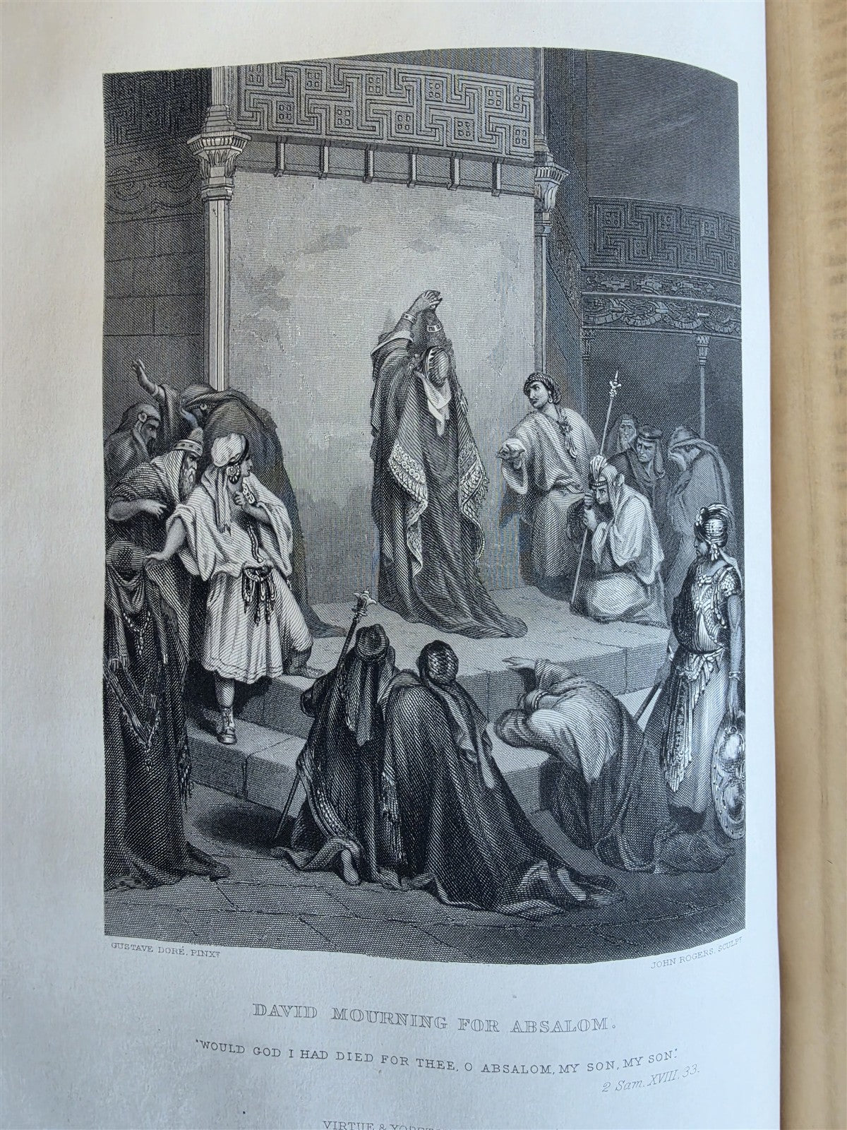 1860s BIBLE in ENGLISH antique ILLUSTRATED 2 FOLIO VOLUMES by A. FLETCHER