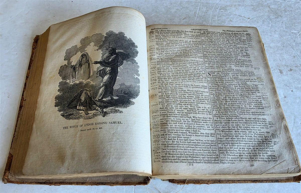 1827 BIBLE in ENGLISH antique ILLUSTRATED Cooperstown NY AMERICANA