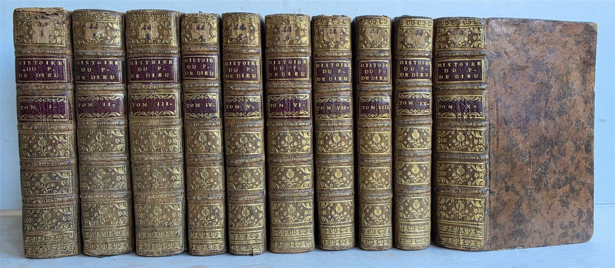 1739 HISTORY of PEOPLE OF GOD antique ILLUSTRATED 10 VOLUMES Judaica