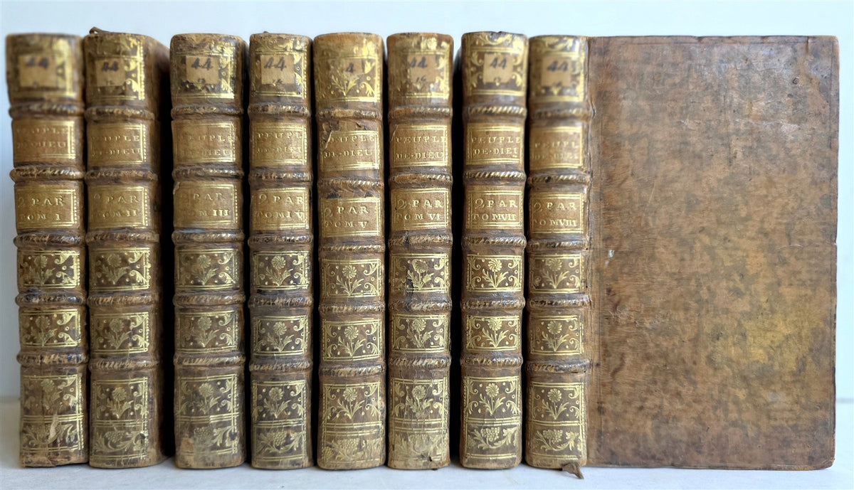 1753 HISTORY of PEOPLE OF GOD antique ILLUSTRATED 8 VOLUMES SET Judaica