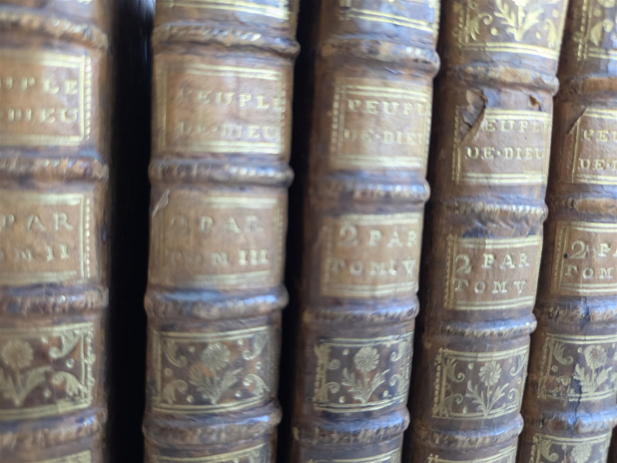 1753 HISTORY of PEOPLE OF GOD antique ILLUSTRATED 8 VOLUMES SET Judaica