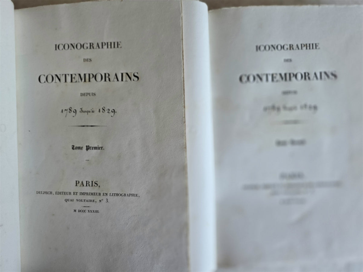 1833 Iconography of contemporaries antique ILLUSTRATED 2 VOLUMES French
