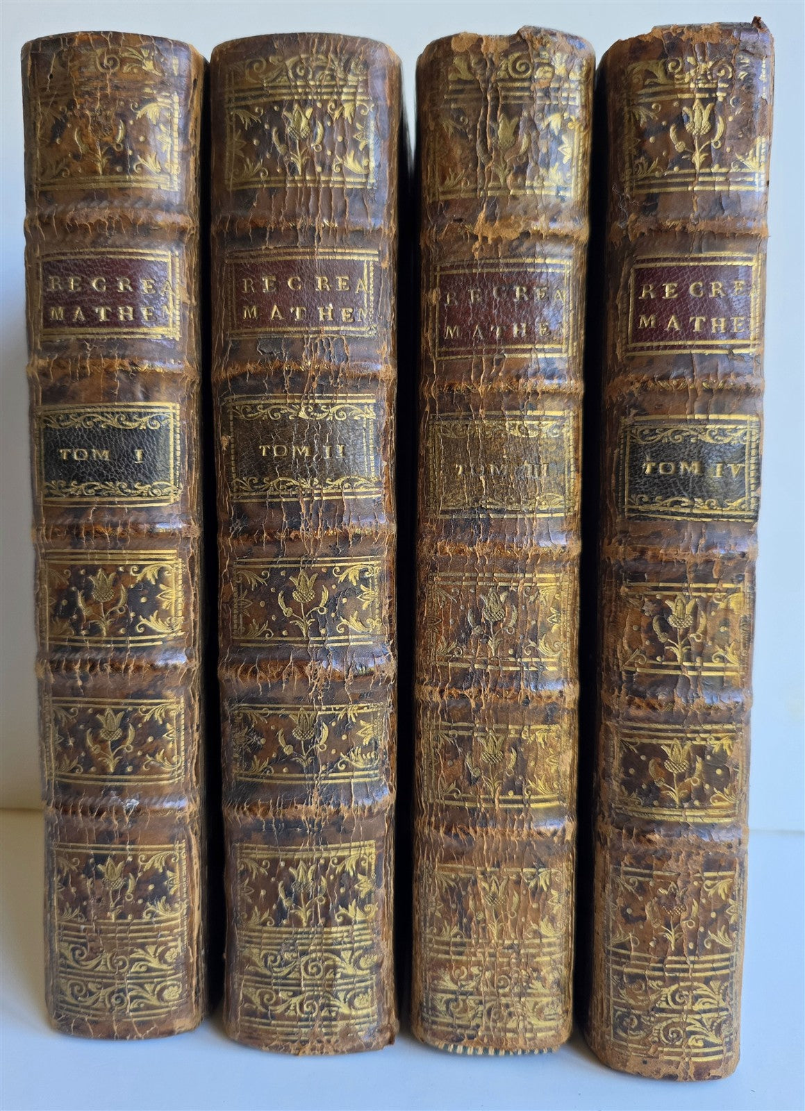 1750 MATHEMATICS & PHYSICS antique 4 ILLUSTRATED VOLUMES SET