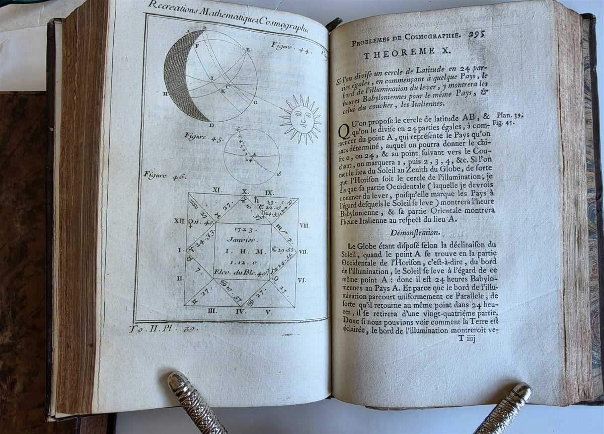 1750 MATHEMATICS & PHYSICS antique 4 ILLUSTRATED VOLUMES SET