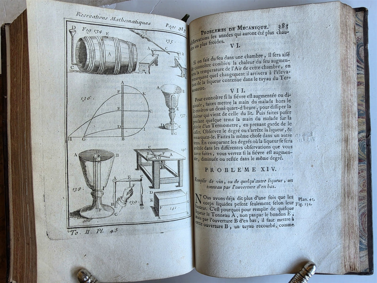 1750 MATHEMATICS & PHYSICS antique 4 ILLUSTRATED VOLUMES SET