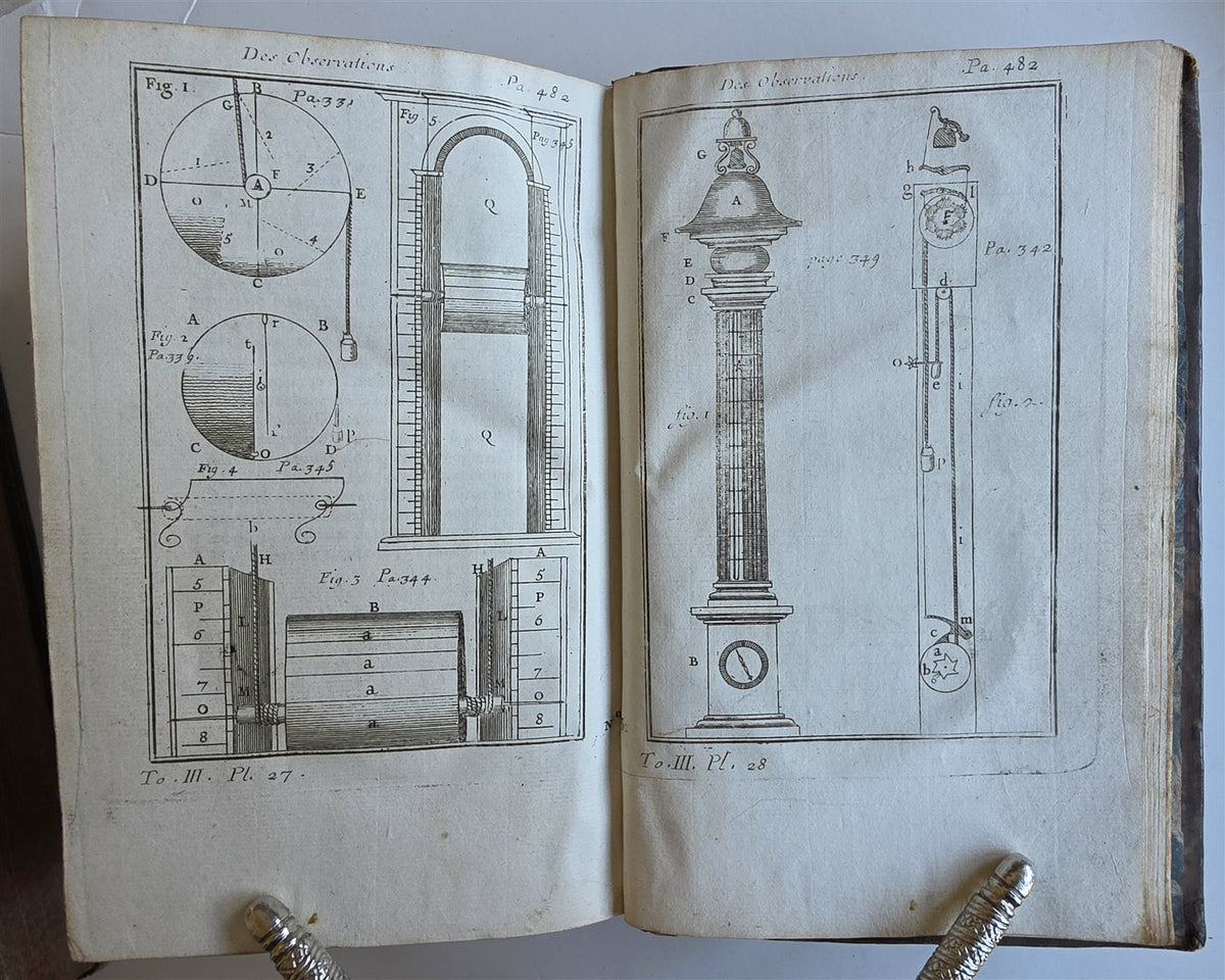 1750 MATHEMATICS & PHYSICS antique 4 ILLUSTRATED VOLUMES SET