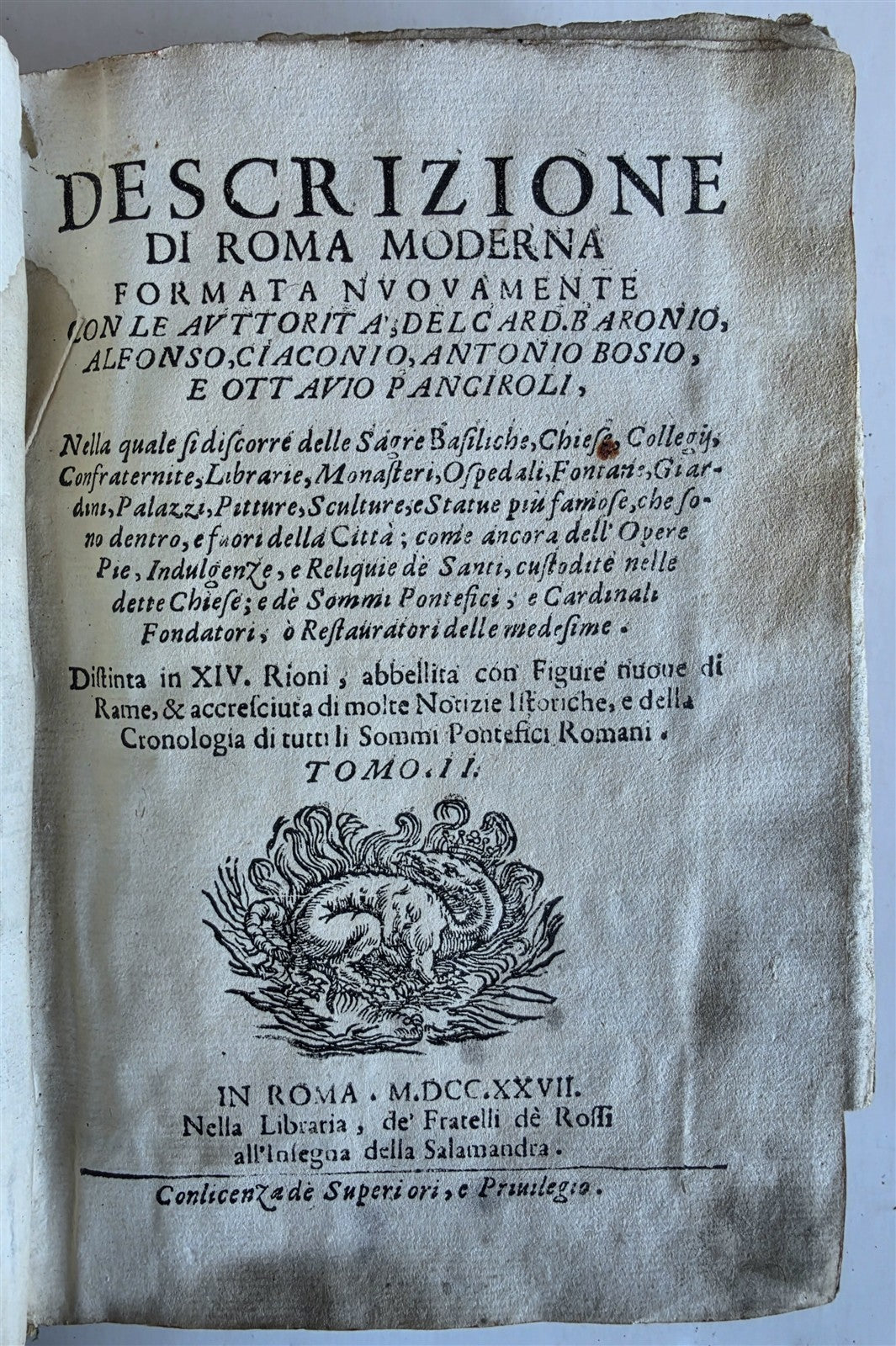 1727 ROME ILLUSTRATED antique Descrizione di Roma Moderna formatta nuovamente