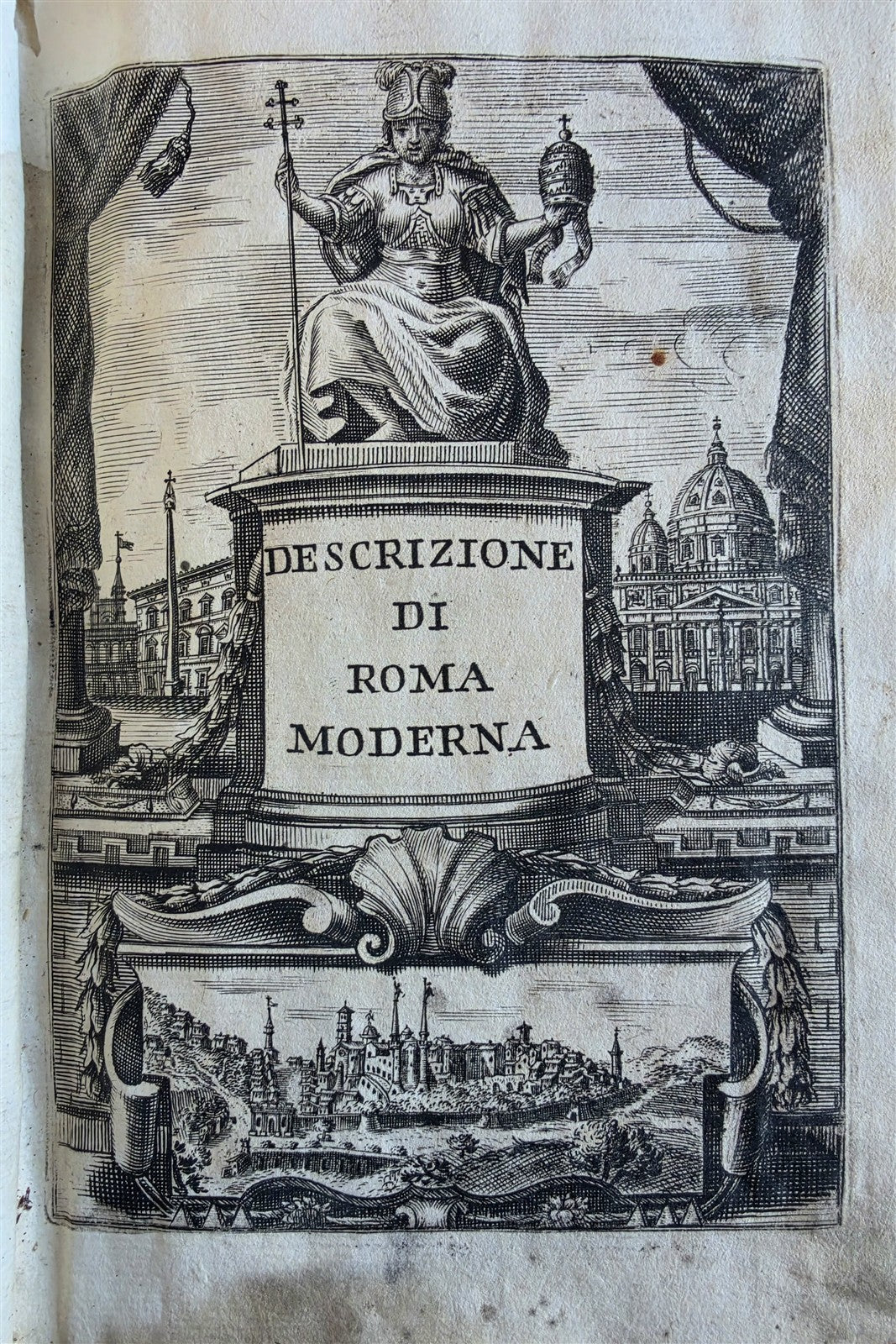 1727 ROME ILLUSTRATED antique Descrizione di Roma Moderna formatta nuovamente