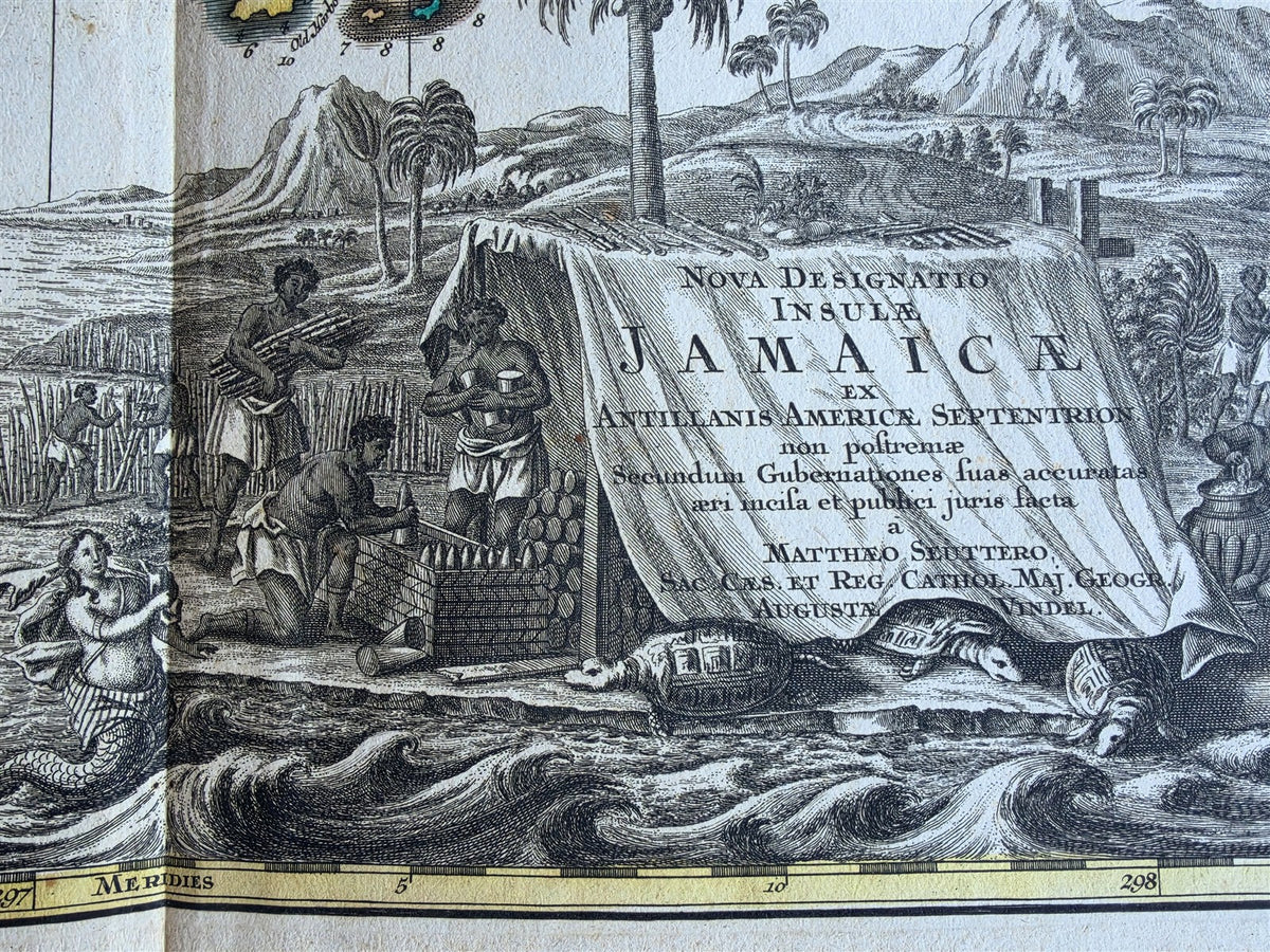 1730 MAP of JAMAICA antique 21 x 24" RARE