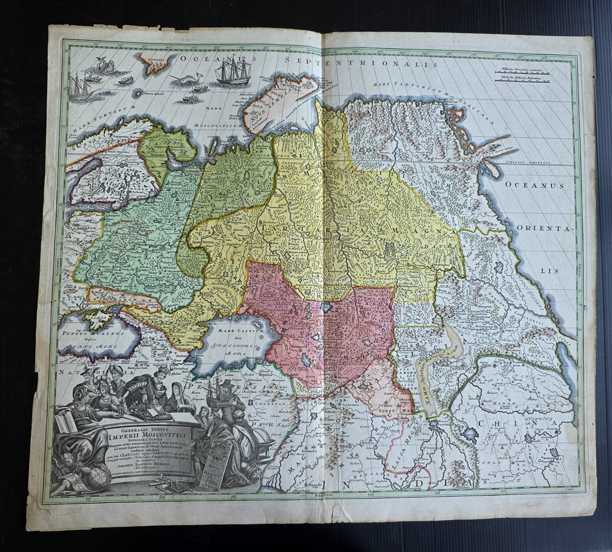 1707 MAP of RUSSIA antique 21 x 24" SCARCE Imperii Moscovitici Novissima Tabula