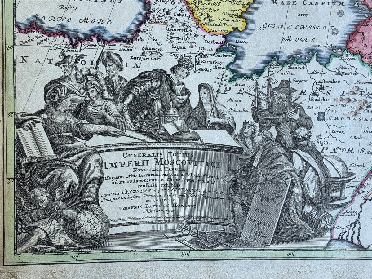 1707 MAP of RUSSIA antique 21 x 24" SCARCE Imperii Moscovitici Novissima Tabula