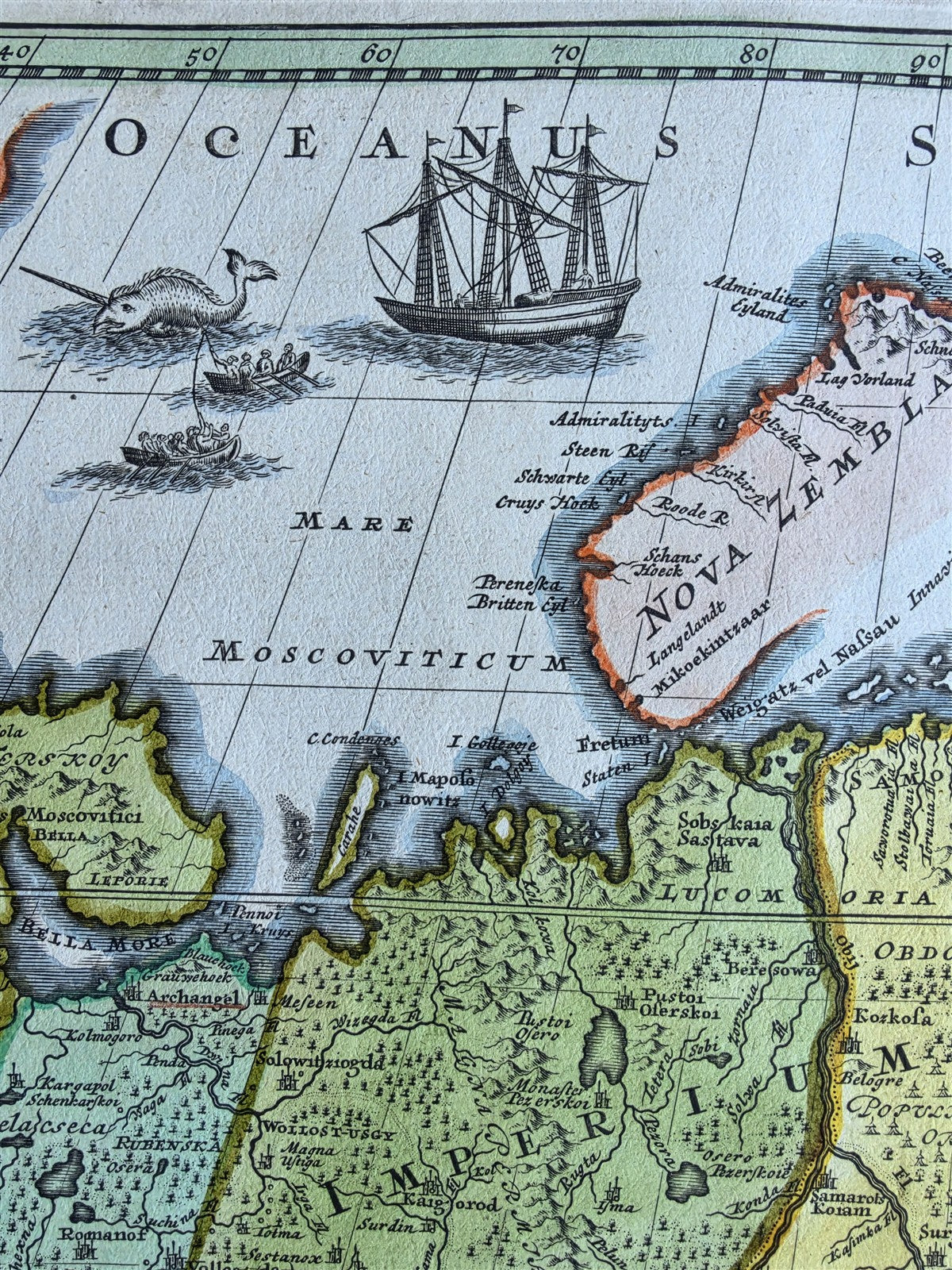 1707 MAP of RUSSIA antique 21 x 24" SCARCE Imperii Moscovitici Novissima Tabula