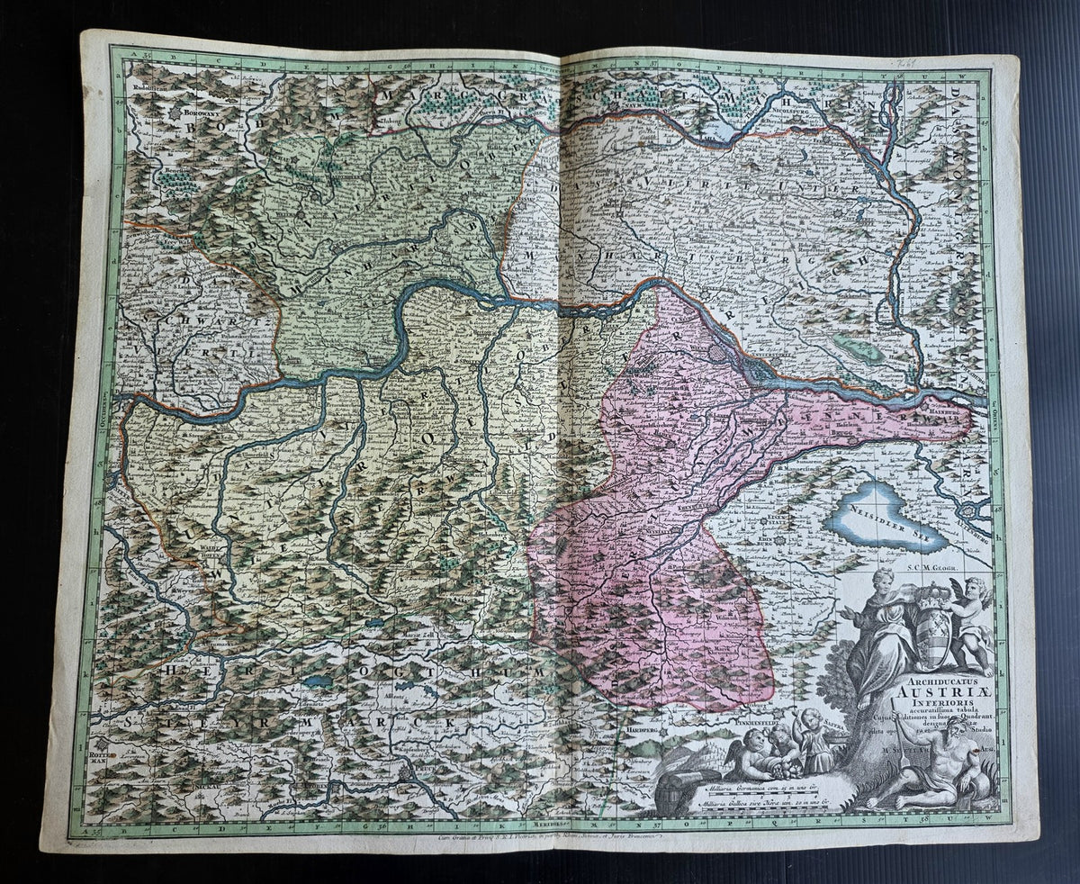 1707 MAP of AUSTRIA antique 20 x 24" by Johann Baptist Homann