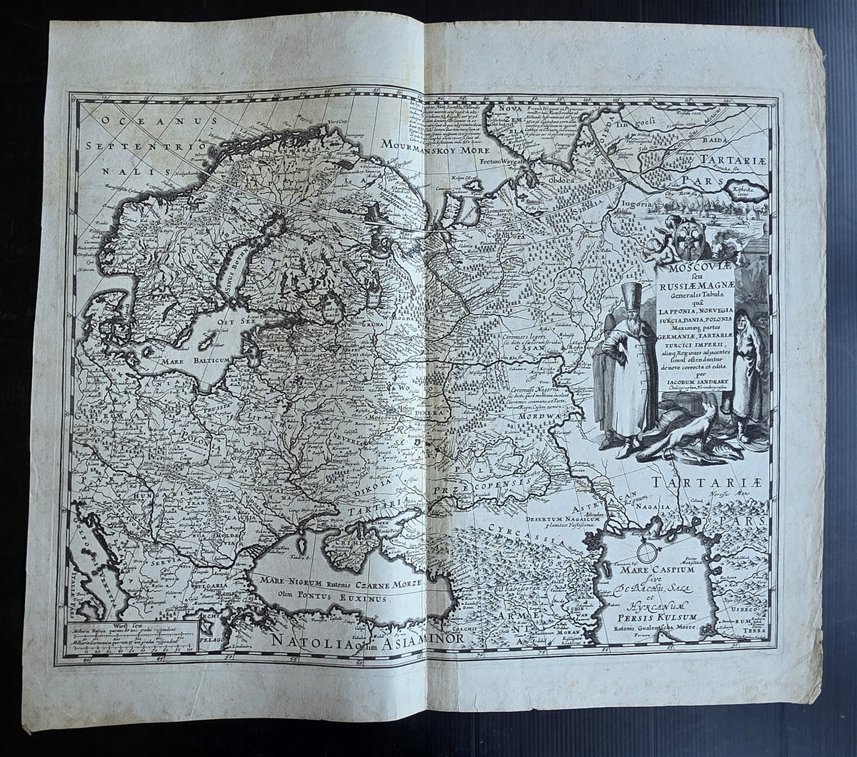 1600 MAP of RUSSIA antique 20 x 23" SCARCE Moscoviae seu Russiae Magnae Tabula