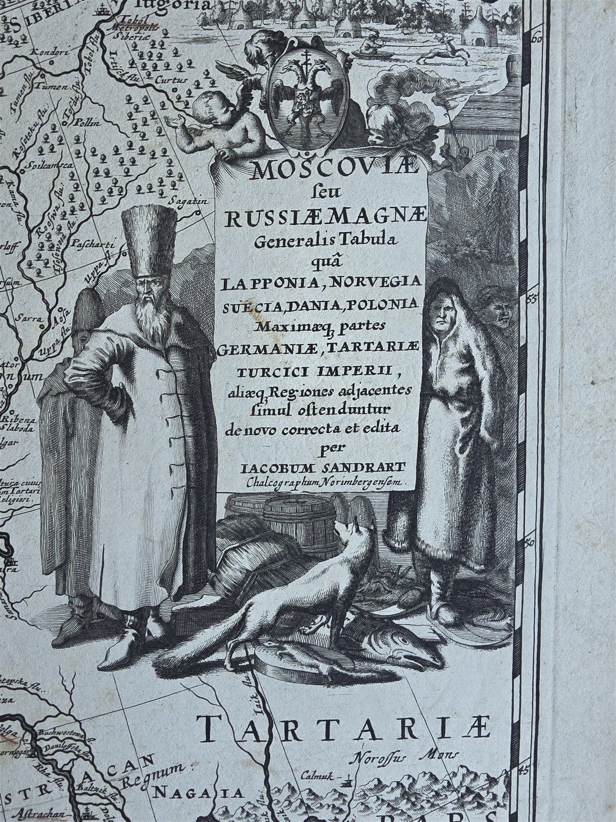 1600 MAP of RUSSIA antique 20 x 23" SCARCE Moscoviae seu Russiae Magnae Tabula