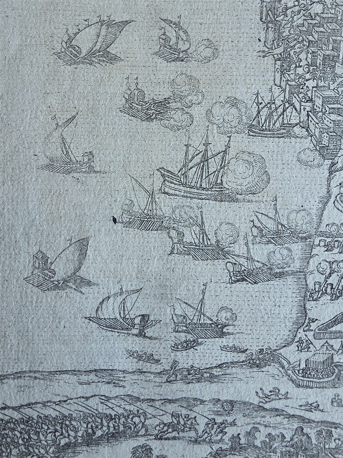 1570s MAP of AFRICA antique NAVAL BATTLE Capture of Mahdia TUNISIA