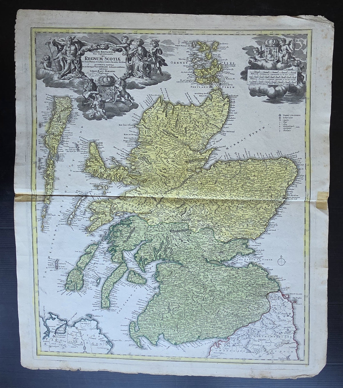1730 MAP of SCOTLAND antique 21 x 24.5" by Johann Baptist Homann