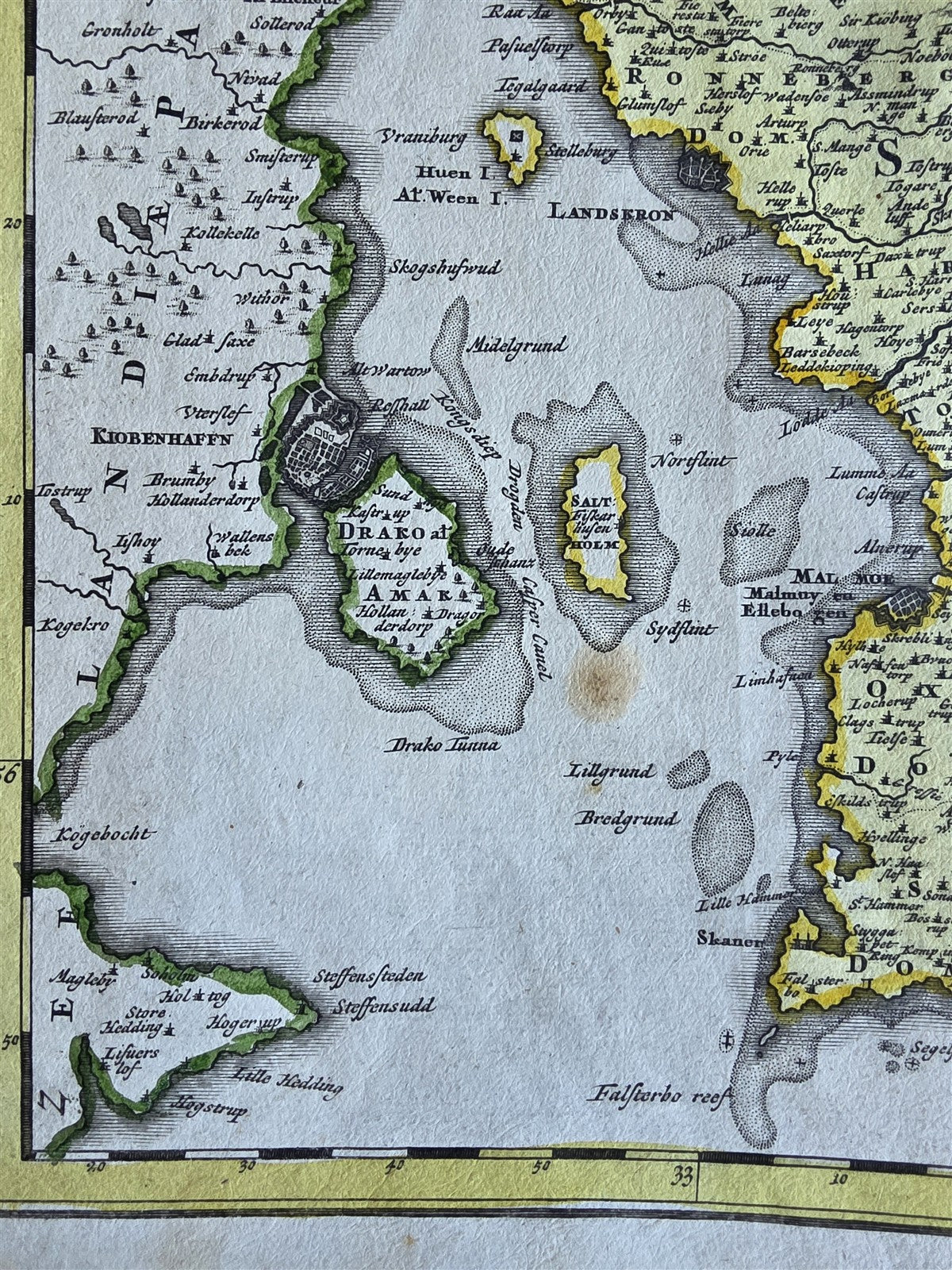 1720 MAP of KINGDOM of SWEDEN & DENMARK antique 20x24" by Johann Baptist Homann