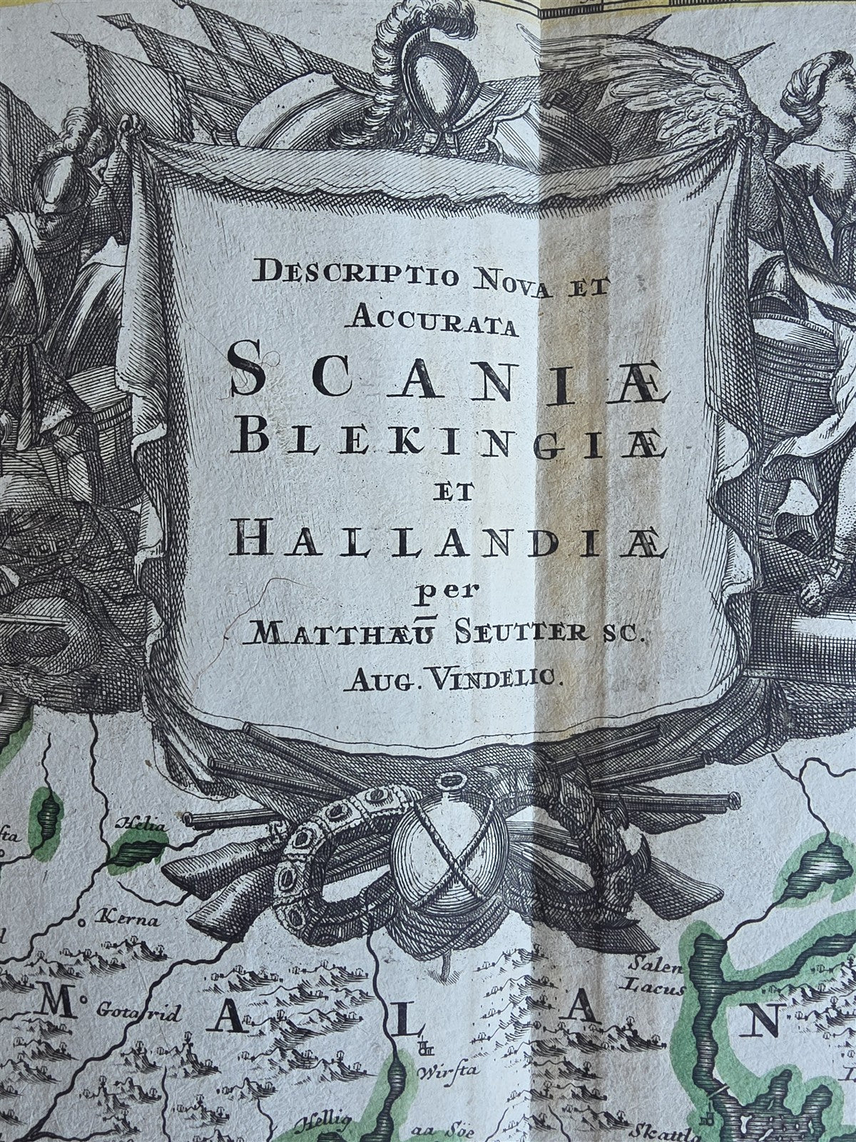 1720 MAP of KINGDOM of SWEDEN antique 19x24" by Georg Matthäus Seutter