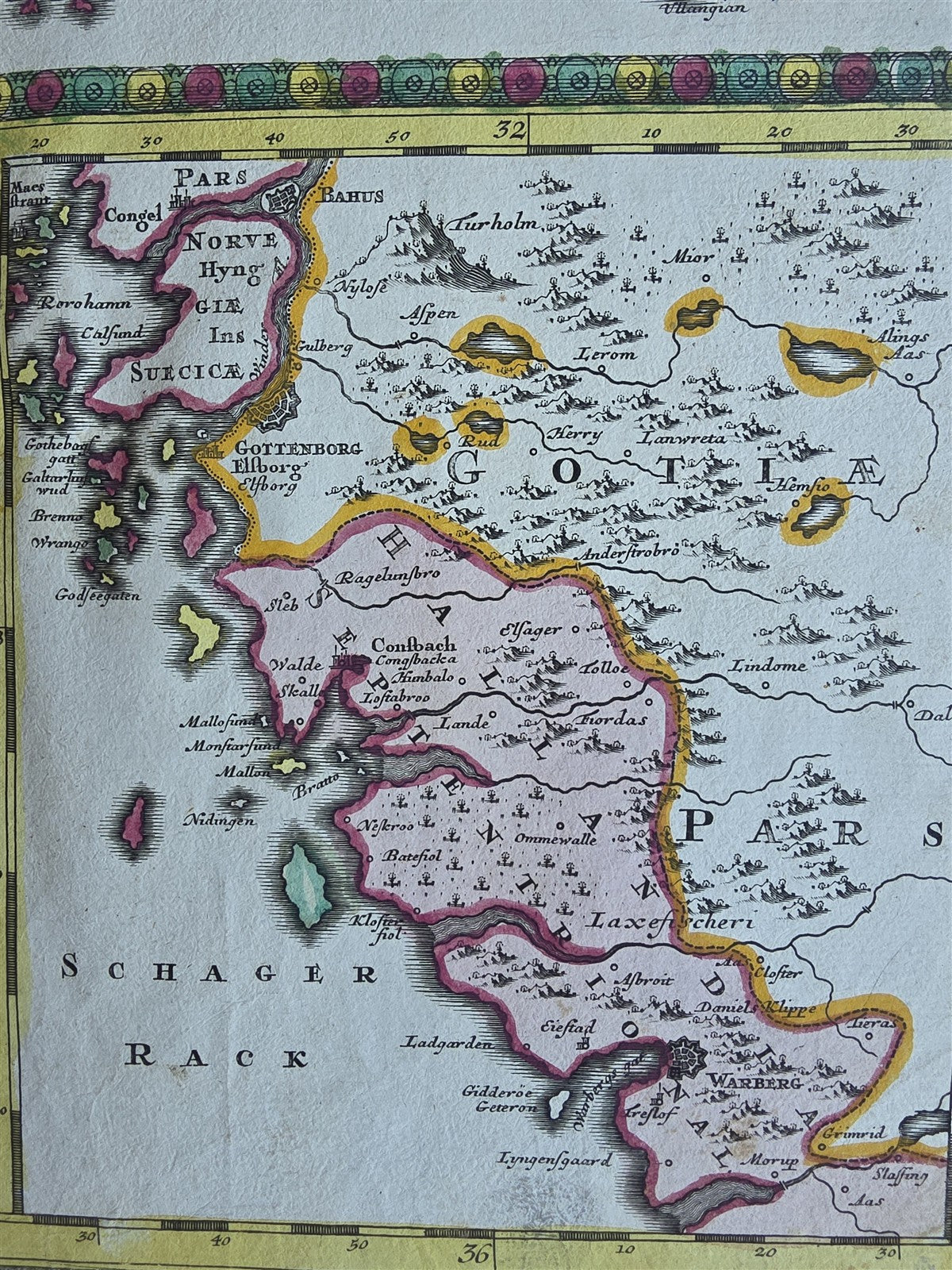 1720 MAP of KINGDOM of SWEDEN antique 19x24" by Georg Matthäus Seutter