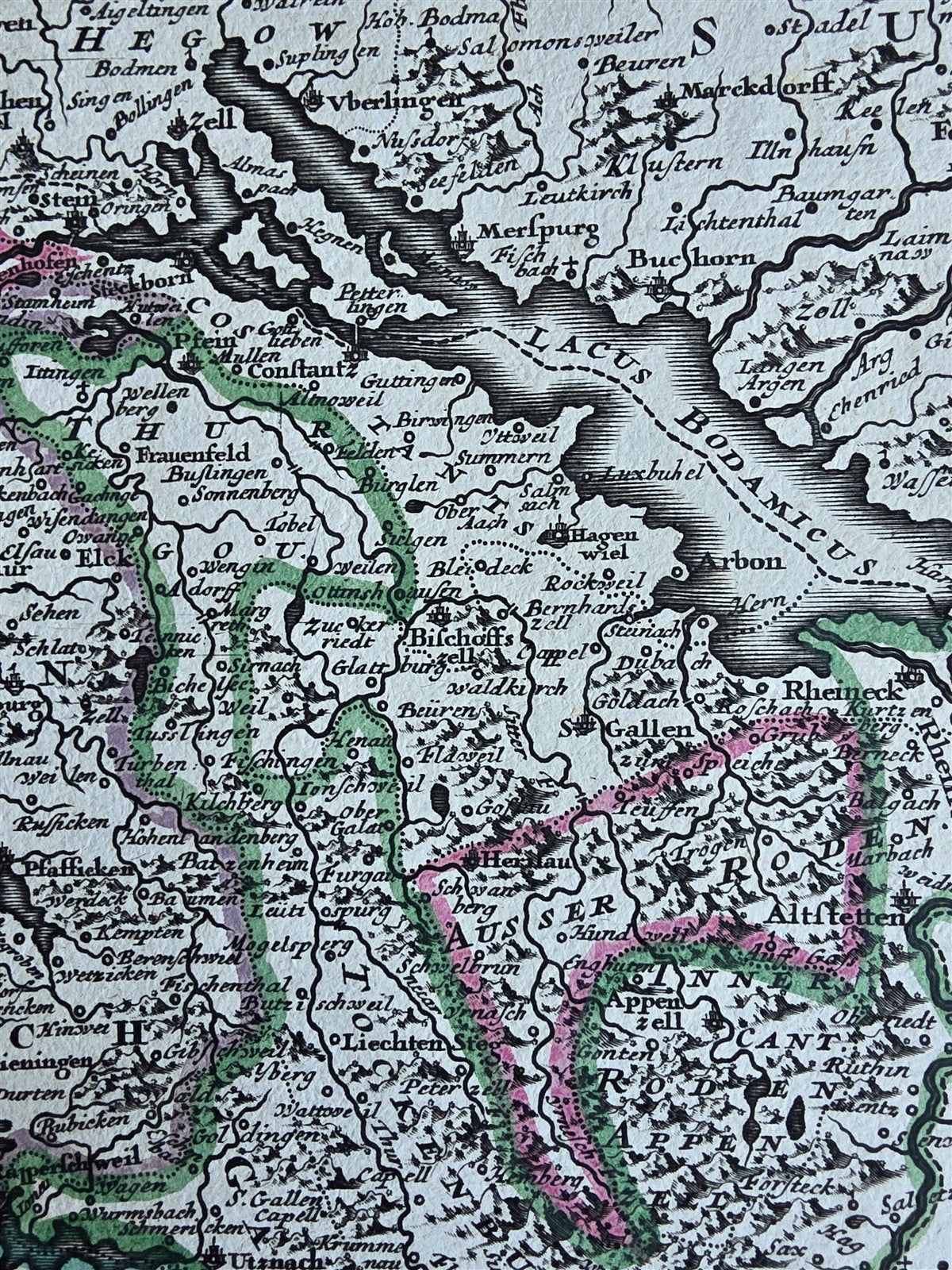 1750s MAP of SWITZERLAND antique 20x24" Helvetiae Rhaetiae Valesiae et Sabaudiae