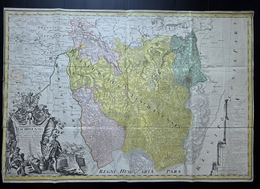 1736 MAP of POLAND antique LARGE 22.5 by 32.5" SILESIA Duchy of Teschen-Cieszyn