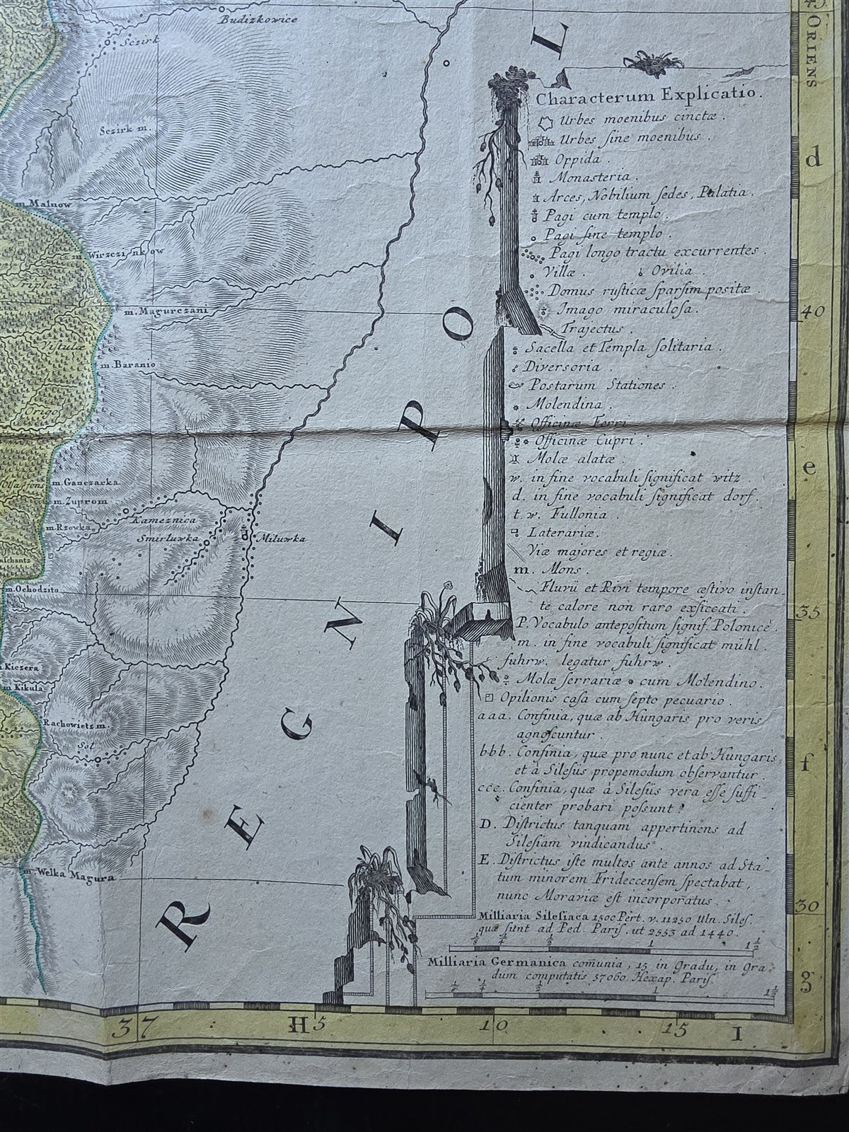 1736 MAP of POLAND antique LARGE 22.5 by 32.5" SILESIA Duchy of Teschen-Cieszyn