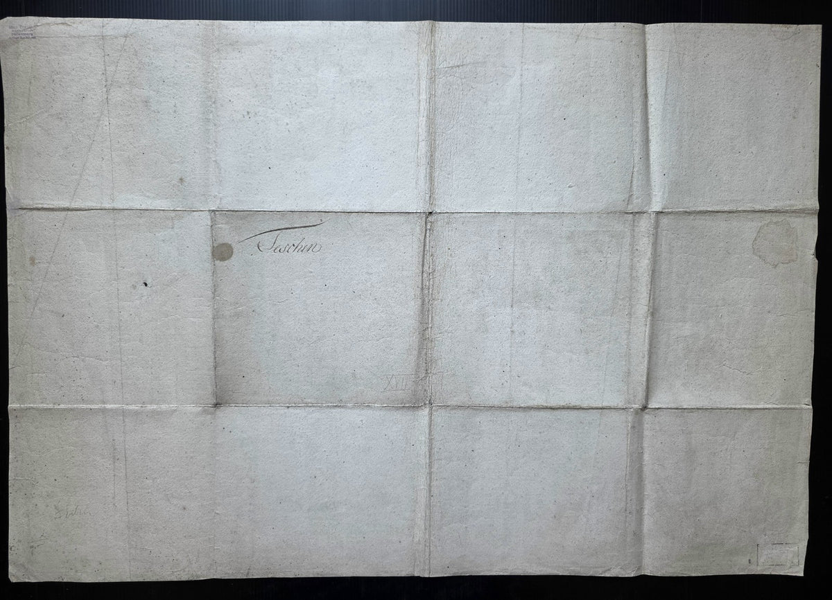 1736 MAP of POLAND antique LARGE 22.5 by 32.5" SILESIA Duchy of Teschen-Cieszyn