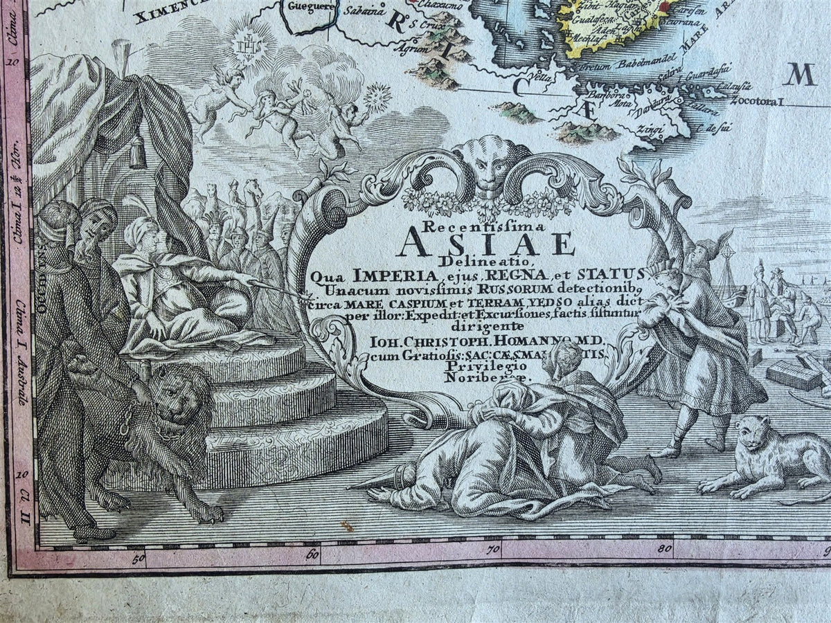 1730 MAP of ASIA antique 22.5 by 32.5" by Johann Baptist Homann