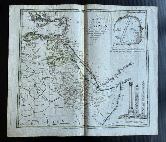 1798 MAP of EGYPT antique 21.5 by 24" by Johann Walch