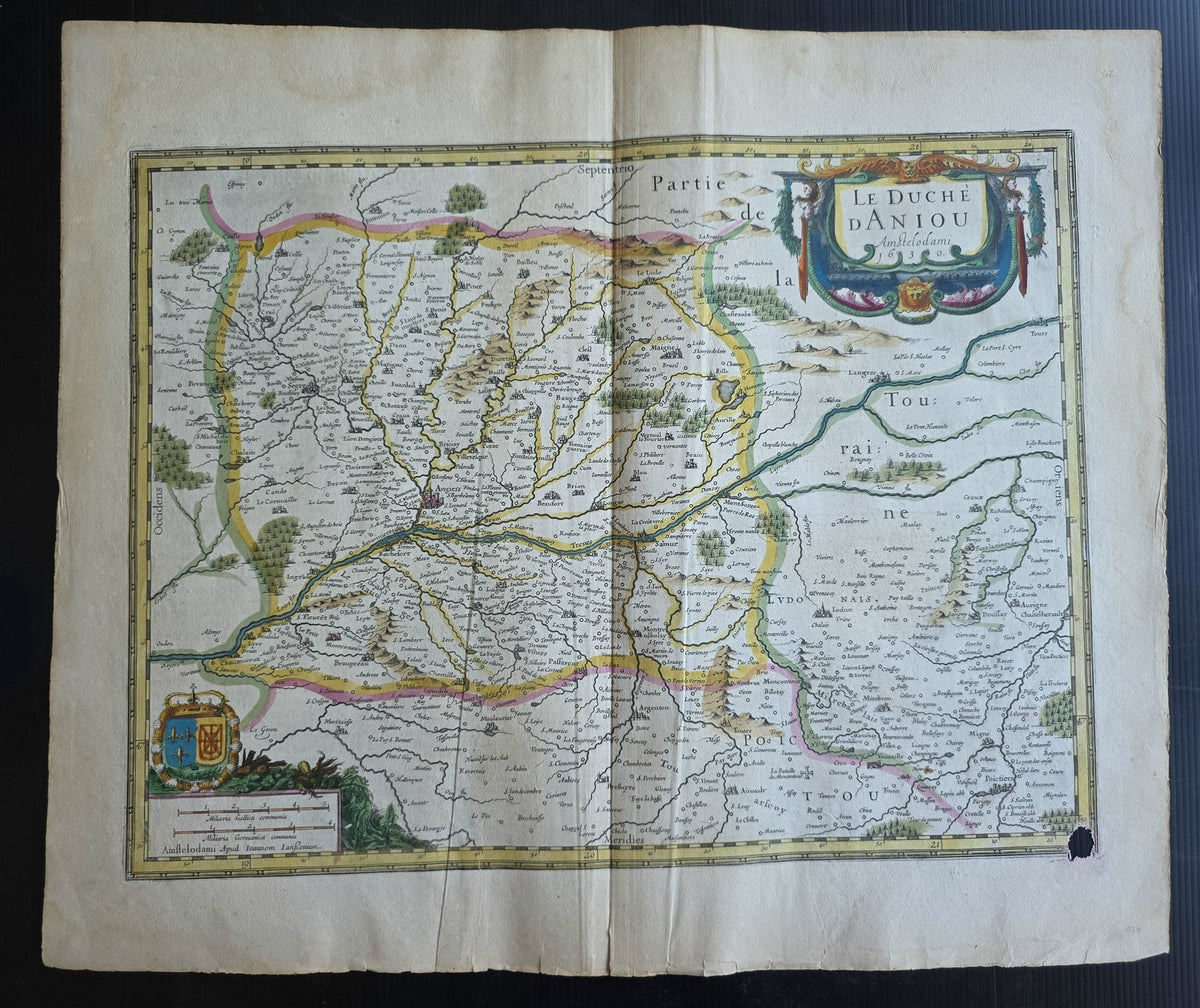 1630s MAP of FRANCE province of Anjou antique by Johannes Janssonius