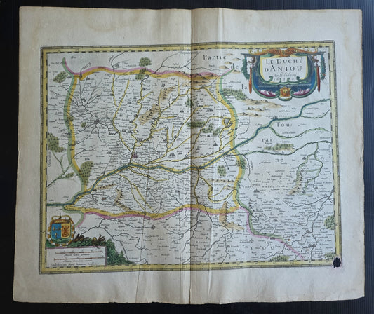 1630s MAP of FRANCE province of Anjou antique by Johannes Janssonius