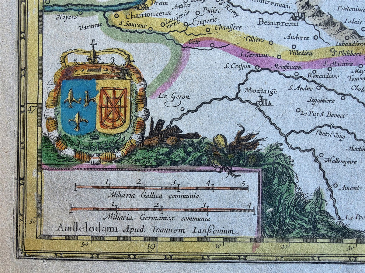 1630s MAP of FRANCE province of Anjou antique by Johannes Janssonius