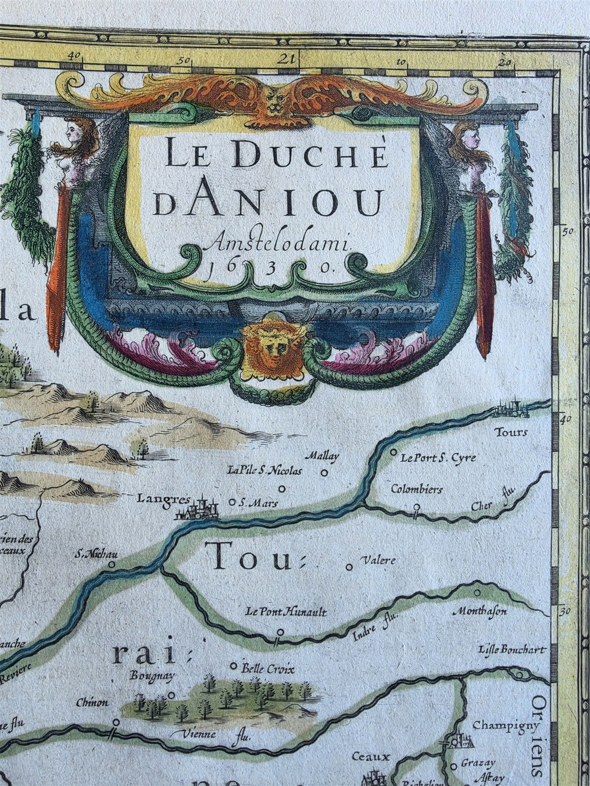 1630s MAP of FRANCE province of Anjou antique by Johannes Janssonius