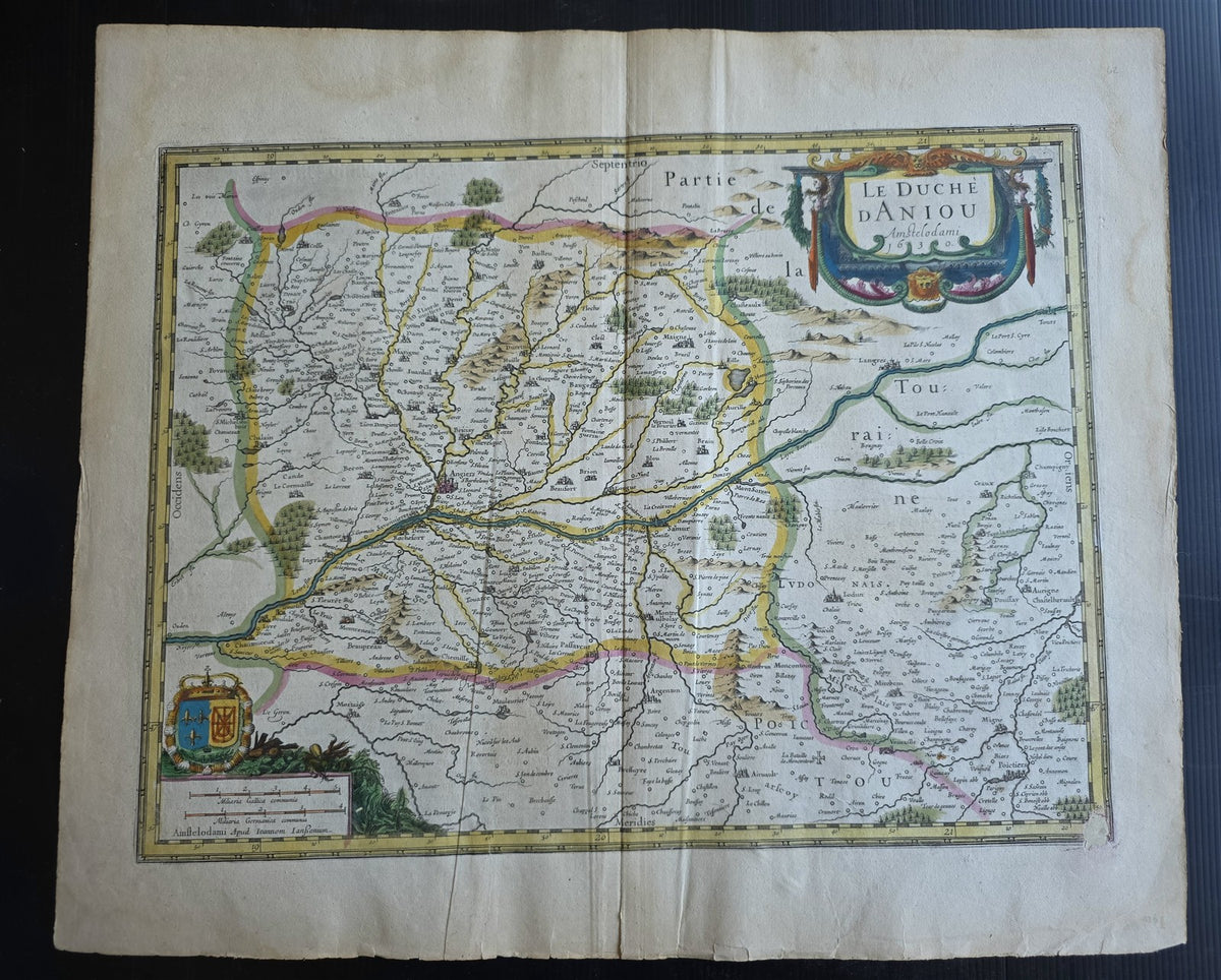1630s MAP of FRANCE province of Anjou antique by Johannes Janssonius