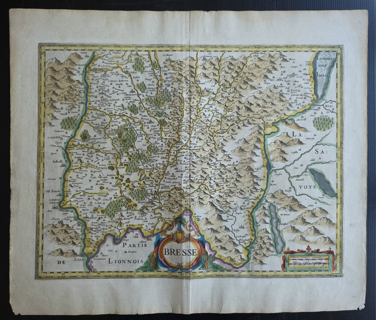 1630s MAP of FRANCE province of BRESSE antique by Johannes Janssonius