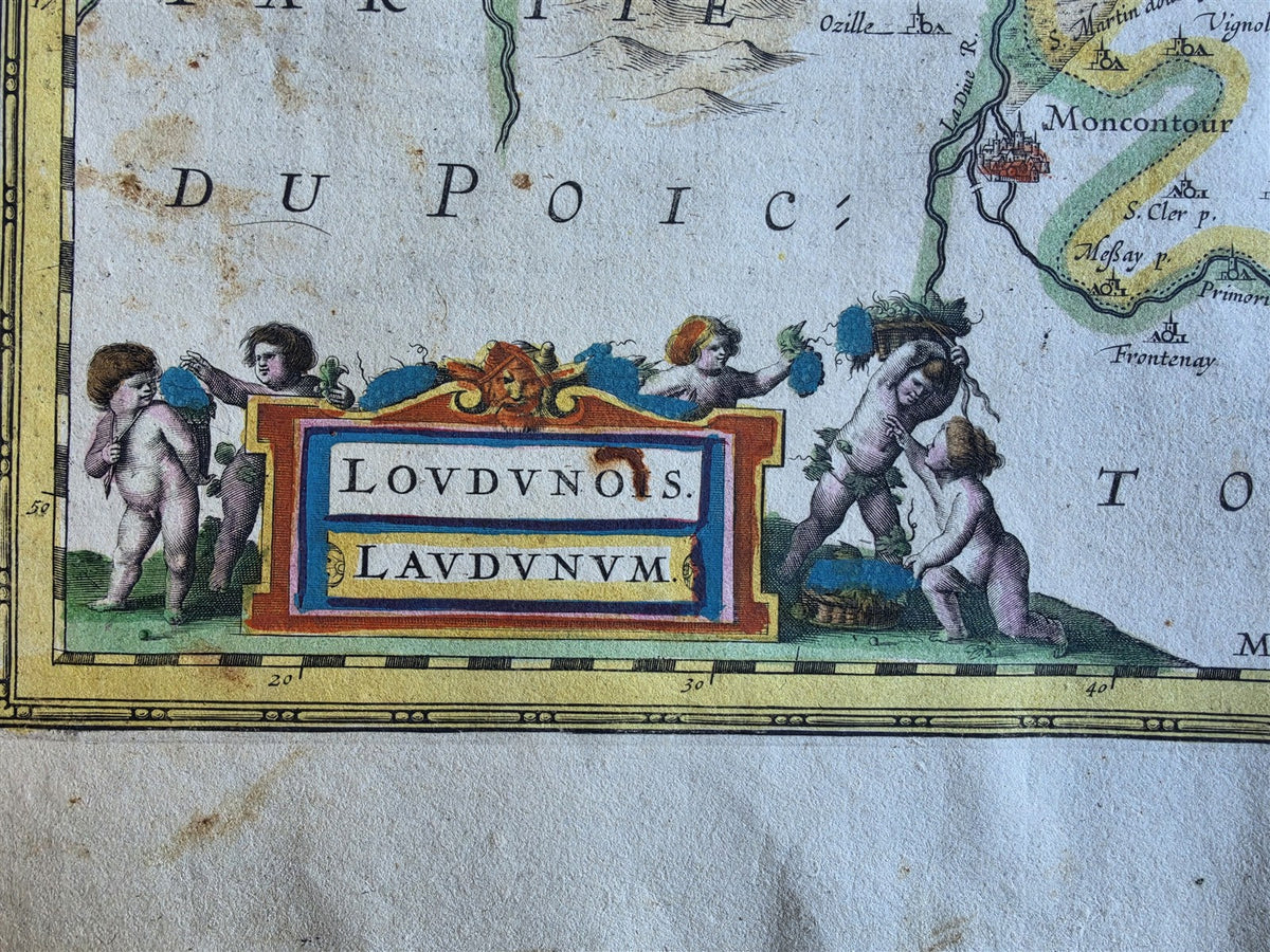 1630s MAP of FRANCE Loudunois / Mirebalais antique by Johannes Janssonius