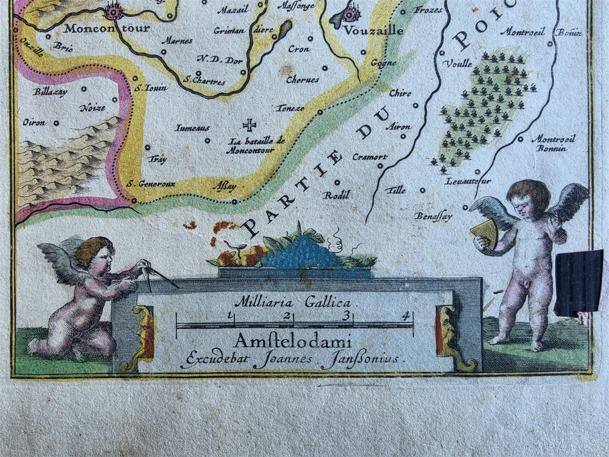 1630s MAP of FRANCE Loudunois / Mirebalais antique by Johannes Janssonius