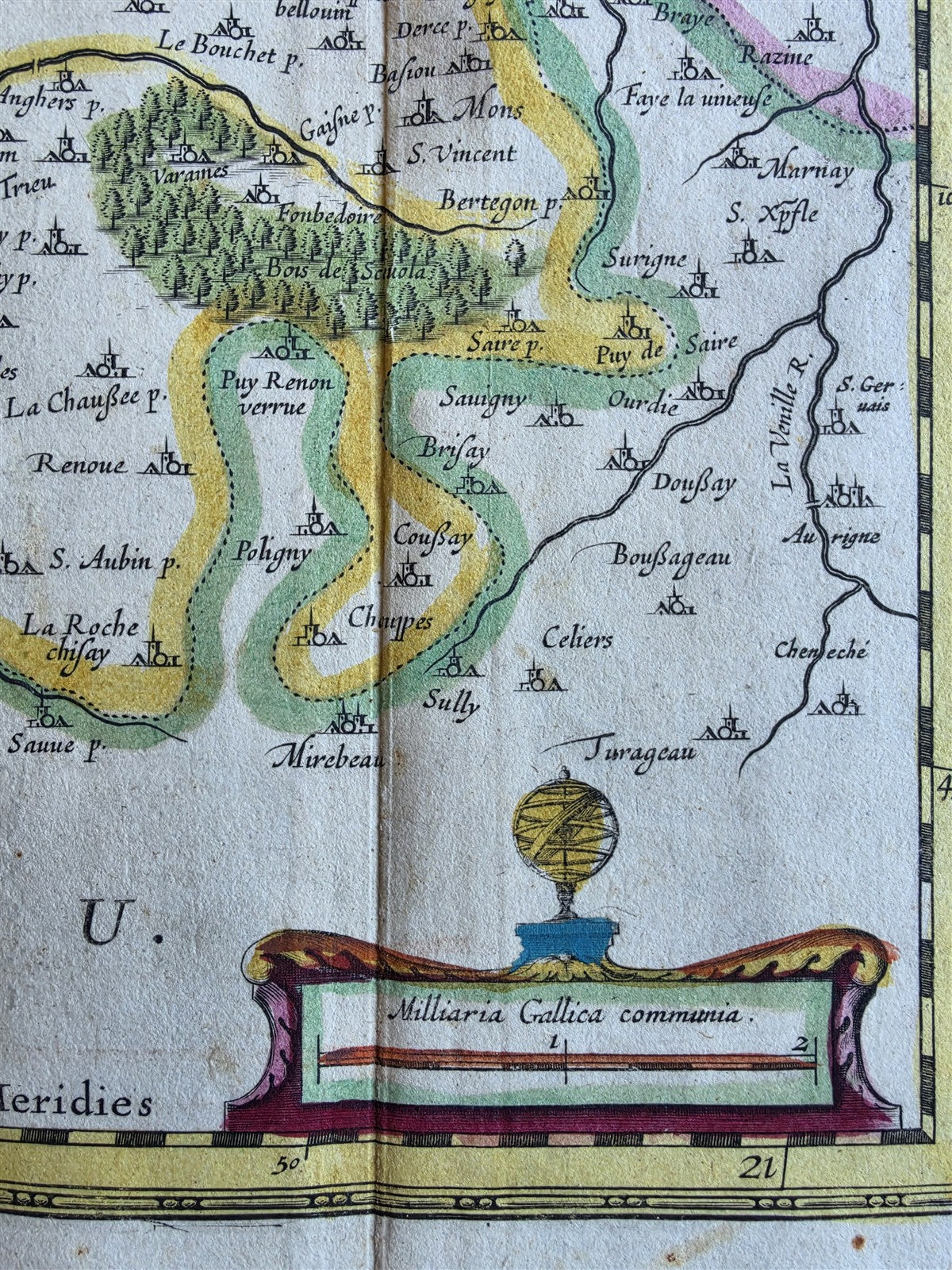1630s MAP of FRANCE Loudunois / Mirebalais antique by Johannes Janssonius