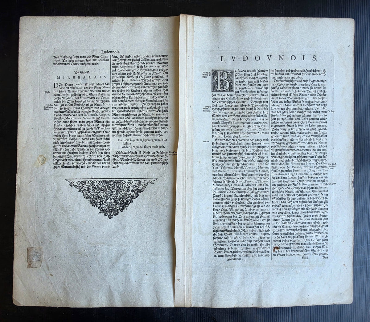1630s MAP of FRANCE Loudunois / Mirebalais antique by Johannes Janssonius
