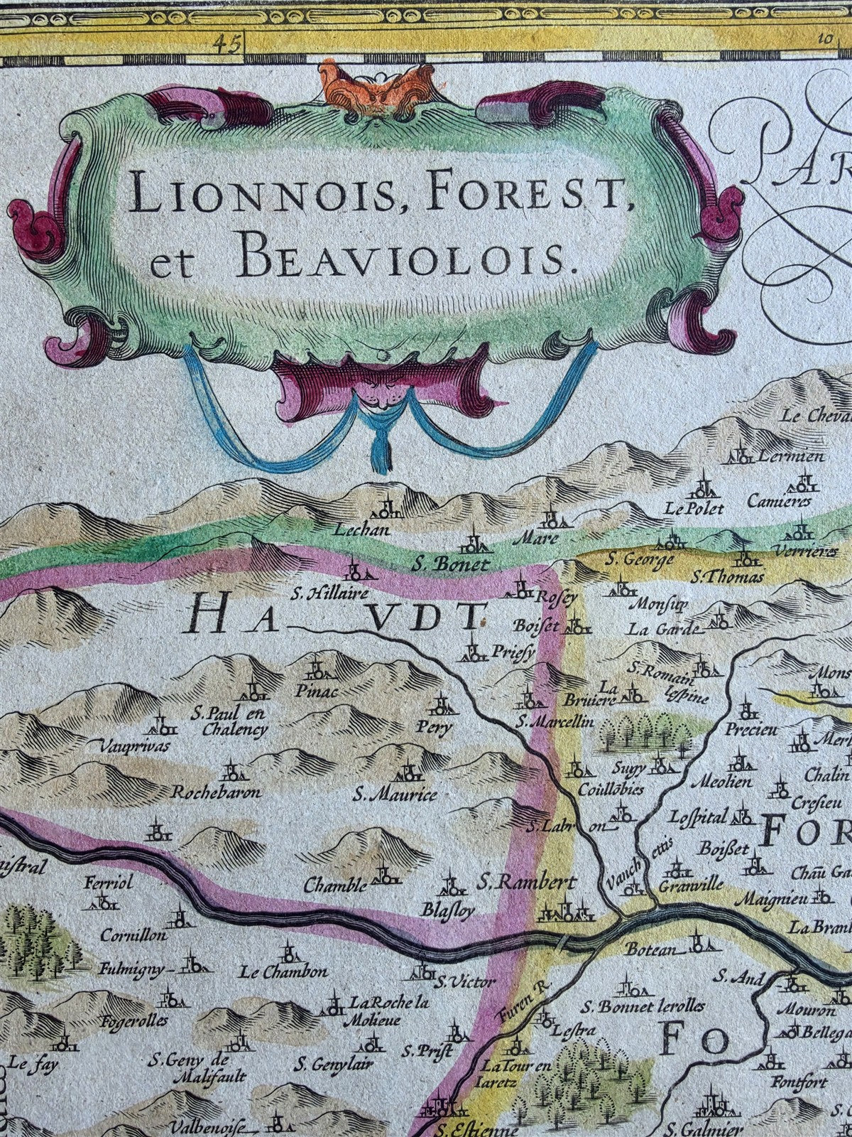 1630s MAP of FRANCE Lionnois Forest et Beaviolois antique by Johannes Janssonius