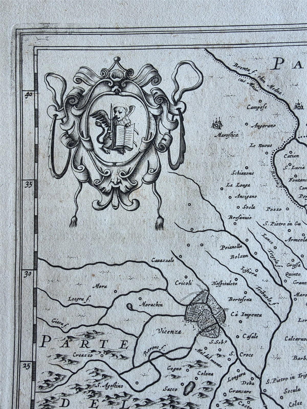 1630s MAP of PADUA ITALY antique by Johannes Janssonius