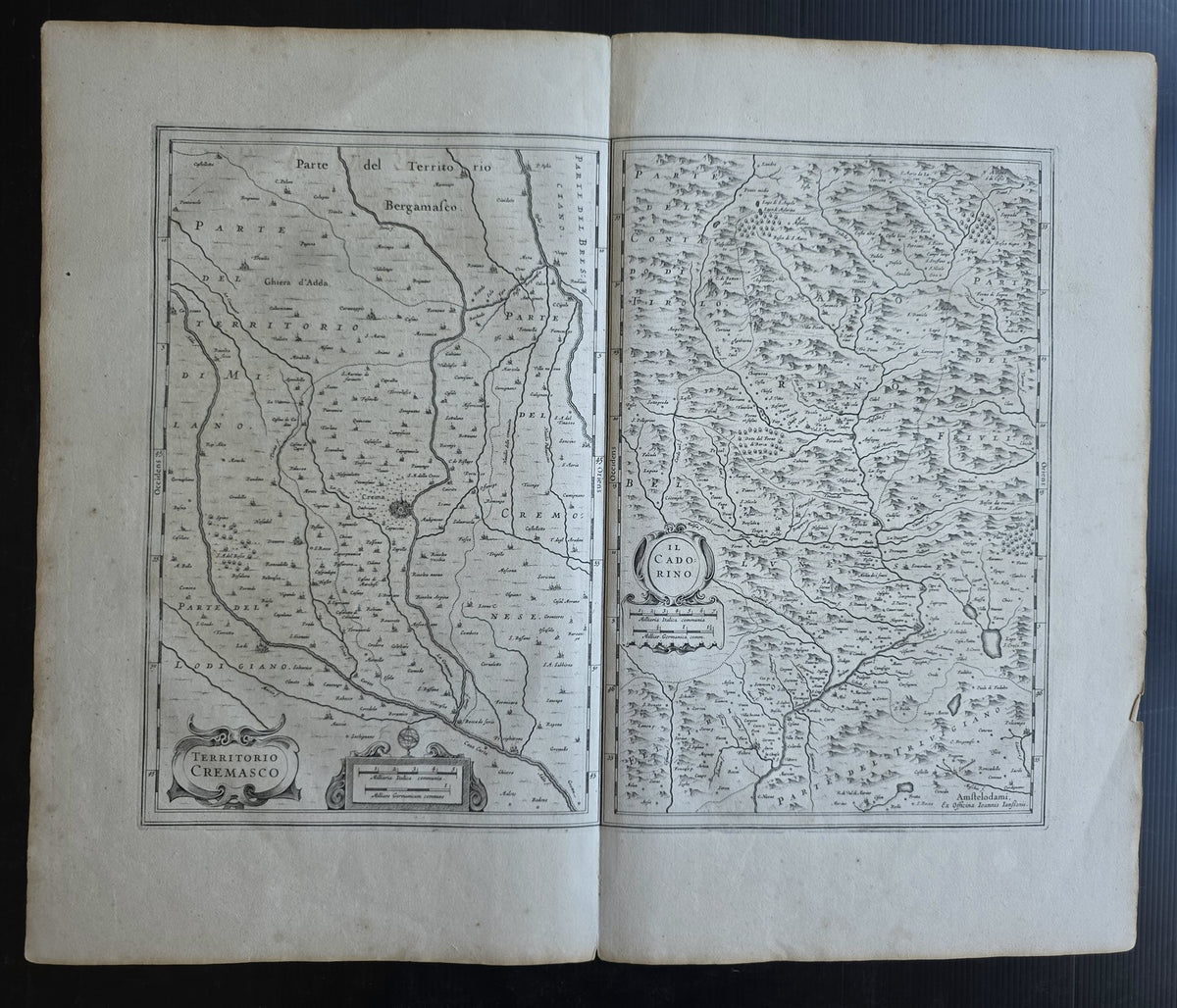 1640s MAP of Cremasco & Il Cadorino ITALY antique by Johannes Janssonius